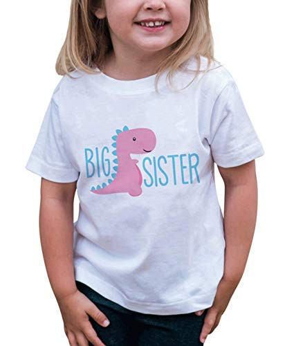 7 ate 9 Apparel Girls Dinosaur Big Sister T-Shirt 5-6T White