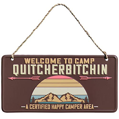 Camp Quitcherbitchin- Welcome Happy Camper Metal Sign - Man Cave Decor - Camping Decor For Camper Rv Decor - Funny Sign For Camper decor RV Cabins Camp Quitcherbitchin- Welcome Happy Camper Metal Sign - Man Cave Decor - Camping Decor For Camper Rv Decor - Funny Sign For Camper decor RV Cabins