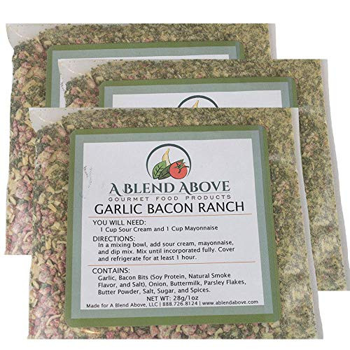 A Blend Above Garlic Bacon Ranch Dip Mix  Seasonings Packet -3 Pack-