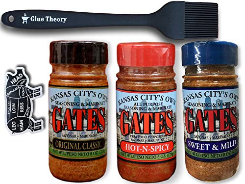 Kansas Citys Own Gates Bar-B-Q Seasoning Sample Pack - Gates Original 8 oz  Gates Hot-N-Spicy 8 oz  and Gates Sweet and Mild 18 oz - 3 Pack Bundle