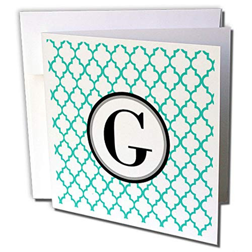 3dRose Mint Green Pattern Monogram Initial G Greeting Card -gc-252254-1-
