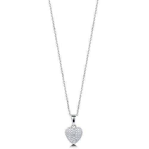 BERRICLE Rhodium Plated Sterling Silver Cubic Zirconia CZ Heart Anniversary Wedding Pendant Necklace BERRICLE Rhodium Plated Sterling Silver Cubic Zirconia CZ Heart Anniversary Wedding Pendant Necklace