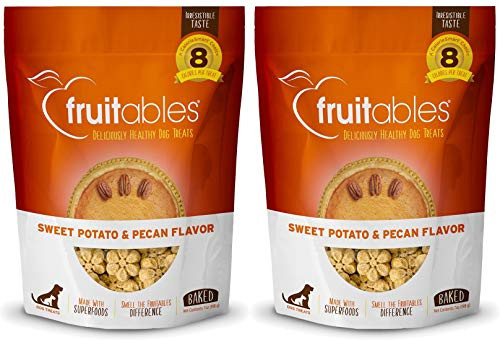 Fruitables 7 Ounce Crunchy Baked Dog Treats Sweet Potato and Pecan Flavor Pack of 2