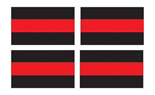 Rogue River Tactical Pack of 4 Thin Red Line Firefighter and EMT Sticker 5x3 Vinyl Decal for Cars  Trucks  RV SUVs and Boats - Support of Fire Fighter