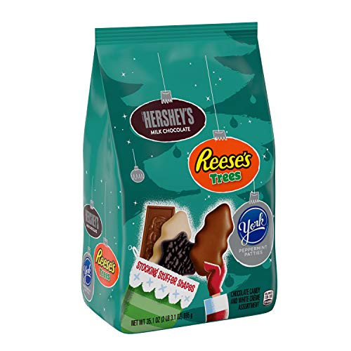 HERSHEYS Holiday Shapes Christmas Chocolate Candy Assortment  HERSHEYS  REESES and YORK  Individually Wrapped  35-1 oz- Bag
