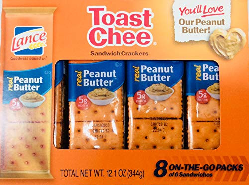 Lance Toast Chee Peanut Butter Sandwich Crackers 8 On the Go Packs -Pack of 3-- Made with Real PB