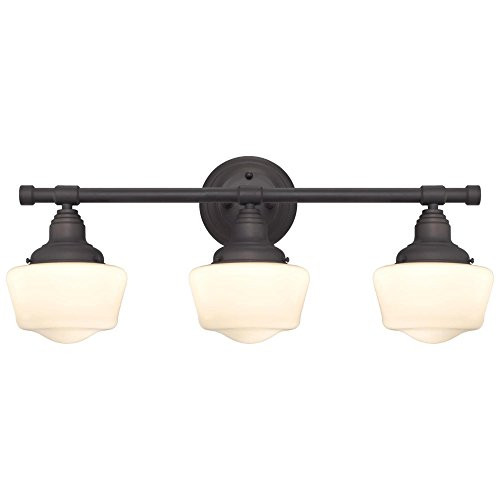 Westinghouse 6342100 Scholar Three-Light Indoor Wall Fixture, Oil Rubbed Bronze Finish with White Opal Glass Westinghouse 6342100 Scholar Three-Light Indoor Wall Fixture, Oil Rubbed Bronze Finish with White Opal Glass