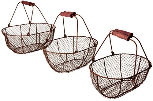 Esschert Design WB5 Oval Woven Wire Baskets, Set of 3
