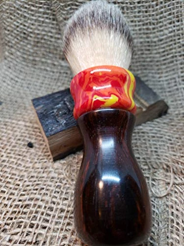 Inferno Acrylic and Cocobolo Shave Brush  24mm Sunrise Synthetic Silvertip Badger Knot  Mens Grooming  Eco Friendly