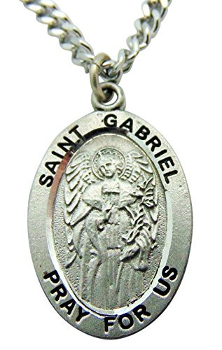 Westman Works St Gabriel Solid Pewter One Inch Saint Medal with Stainless Steel Chain