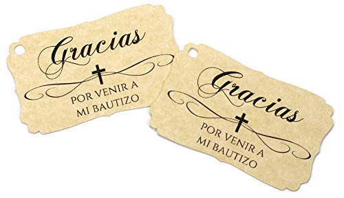 Antique Gold Baptism Tags - Gracias Por Venir A Mi Bautizo -Set of 40-