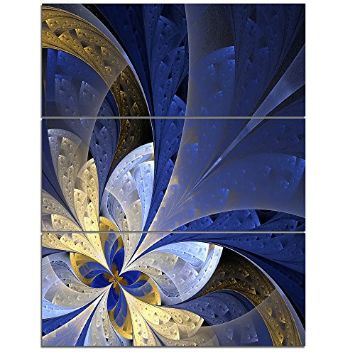Design Art PT11970-3PV Blue & Yellow Large Fractal Pattern - Modern Floral Canvas Wall Art - 28X36 3Piece,Blue,28X36 3Piece Design Art PT11970-3PV Blue & Yellow Large Fractal Pattern - Modern Floral Canvas Wall Art - 28X36 3Piece,Blue,28X36 3Piece