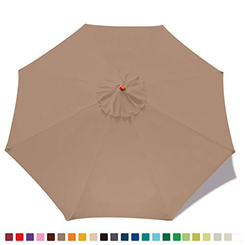 MASTERCANOPY 9ft Patio Umbrella Replacement Canopy Market Table Umbrella Canopy with 8 Ribs-9ft Tan-