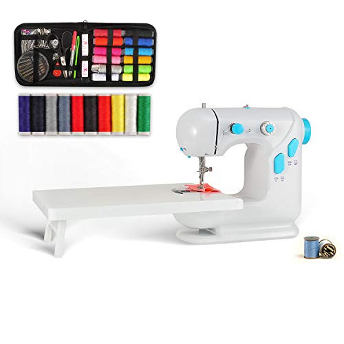 Mini Sewing Machine with Extension Table  Beginner Sewing Machine with Bonus Shared 90 Pcs Electric Speed Crafting Mending Machine Adjustable