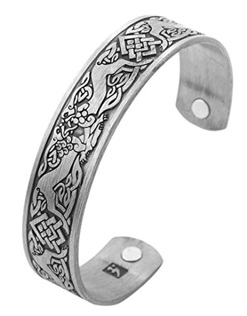 Norse Viking Wolf Fenrir Cuff Bracelet Celtic Knot Magnetic Therapy Cuff Bangle for Men Norse Viking Wolf Fenrir Cuff Bracelet Celtic Knot Magnetic Therapy Cuff Bangle for Men