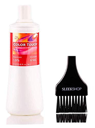 Wella COLOR TOUCH Intensive Emulsion Creme Developer -w-Sleek Tint Brush- Cream Peroxide for ColorTouch Haircolor Hair Color Dye -6 Volume - 1-9 - 33