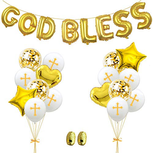 God Bless Balloons  Confirmation Balloons  First Communion Balloons  Cross Balloons for Baptism  Baptism Cross Balloons  Baptism Decorations  God Bles