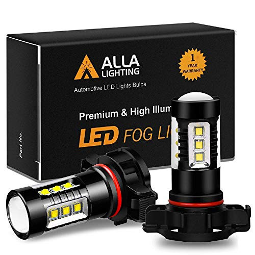 Alla Lighting 5201 5202 LED Bulb 6000K Xenon White Xtremely Super Bright Fog Light DRL Replacement PS19W PS24W 12085