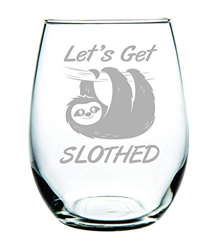 C M Lets Get Slothed stemless wine glass 15 oz-