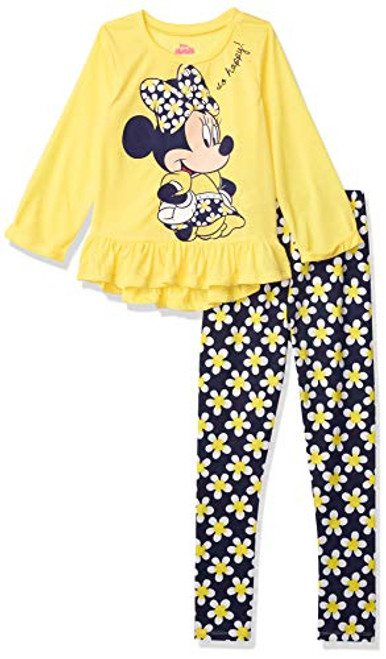 Disney Minnie Mouse Little Girls Long Sleeve Peplum Top Shirt and Legging Set -Yellow 7-8- Disney Minnie Mouse Little Girls Long Sleeve Peplum Top Shirt and Legging Set -Yellow 7-8-