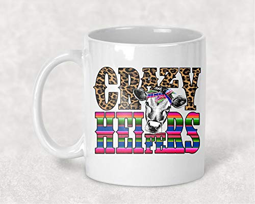 Crazy Heifers Cows Funny Farm Leopard Print Farm Coffee Cup Mug - 11 oz-