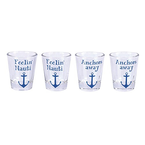 DEI Nautical Sayings Shot Glasses  Blue