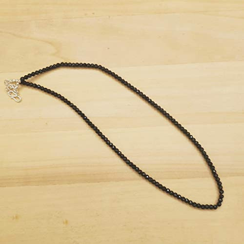 Natural Black Spinel Beads Necklace Strand Sterling Silver August Birthday Gift Jewelry for women Natural Black Spinel Beads Necklace Strand Sterling Silver August Birthday Gift Jewelry for women