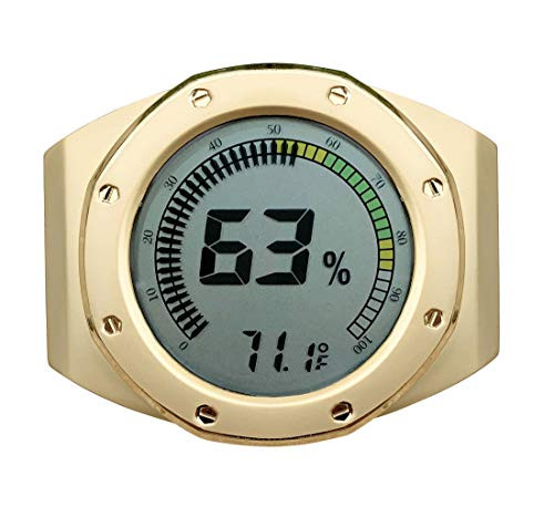 Prestige Import Group Distinctive Watch Style Bezel and Case Thermometer Hygrometer for Humidity and Temperature Monitoring with Digital LCD Display Gauge