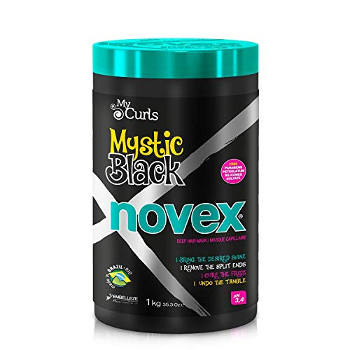 Novex Mystic Black Deep Conditioning Mask -35oz- Baobab Oil Intense Hydration and Moisture to Kinky  Curly  Natural Hair- Controls Frizz  Softens  Dry