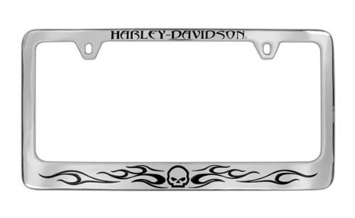 Harley-Davidson Willie G Skull with Flames License Plate Frame HD Plate Holder