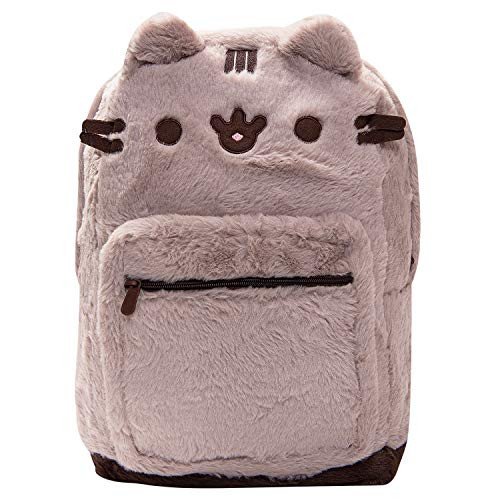Pusheen The Cat Backpack With Cat Face for girls Fuzzy Backpack for Everyday Use - Brown Fur