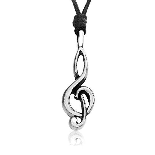 Namaste Jewelers Music G Treble Clef Pendant Necklace Pewter Jewelry