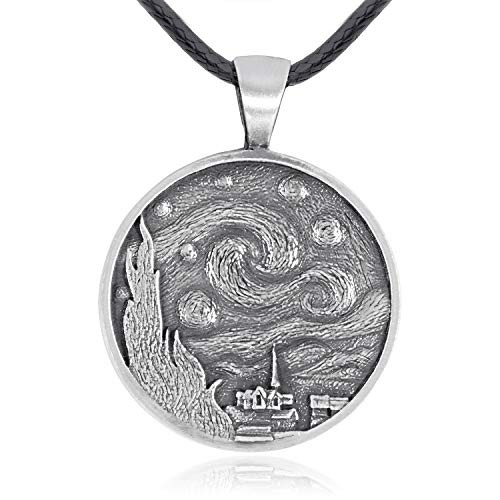 Namaste Jewelers Starry Night by Van Gogh Pendant Necklace Pewter Jewelry Namaste Jewelers Starry Night by Van Gogh Pendant Necklace Pewter Jewelry