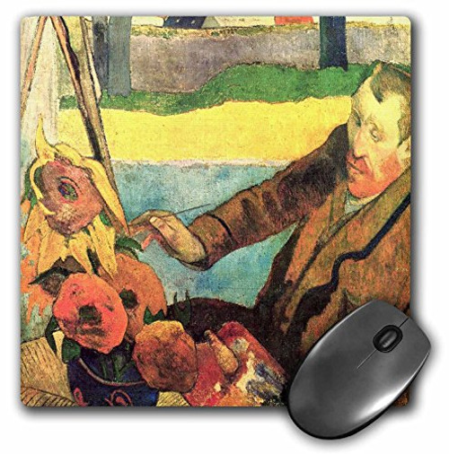 3D RosePhoto of Gauguin Painting of Van Gogh N Sunflowers Matte Finish Mouse Pad - 8 x 8 - mp-119353-1