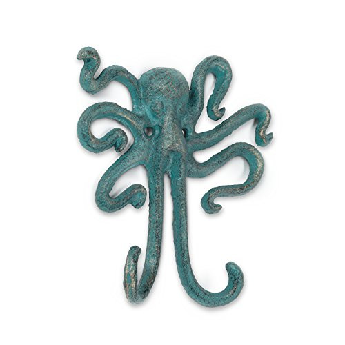 Abbott Collection 27-Iron AGE-364 Octopus Wall Hook  6 inches H