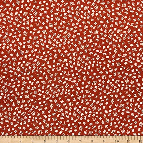 Fabric Merchants Rayon Challis Ditzy Floral Rust Fabric by the Yard