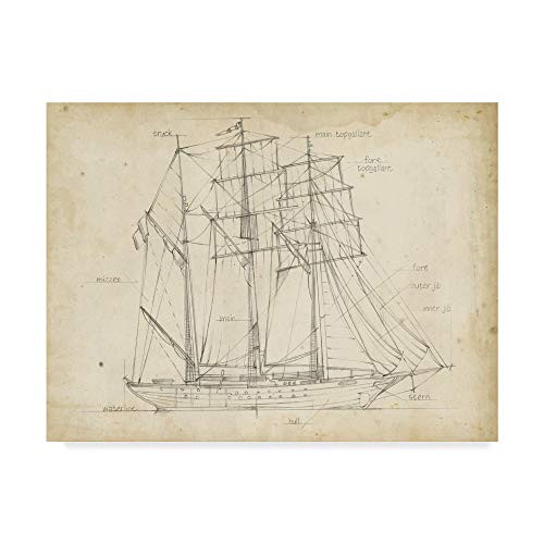 Trademark Fine Art Sailboat Blueprint I by Ethan Harper 14x19 Trademark Fine Art Sailboat Blueprint I by Ethan Harper 14x19