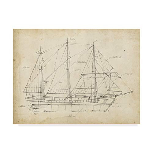 Trademark Fine Art Sailboat Blueprint II by Ethan Harper 14x19 Trademark Fine Art Sailboat Blueprint II by Ethan Harper 14x19