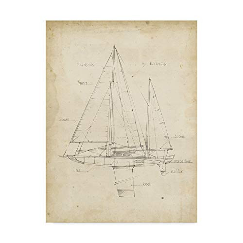 Trademark Fine Art Sailboat Blueprint IV by Ethan Harper 18x24 Trademark Fine Art Sailboat Blueprint IV by Ethan Harper 18x24