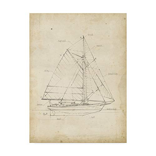Trademark Fine Art Sailboat Blueprint III by Ethan Harper 14x19 Trademark Fine Art Sailboat Blueprint III by Ethan Harper 14x19