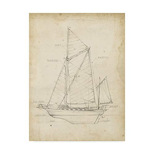 Trademark Fine Art Sailboat Blueprint V by Ethan Harper 14x19 Trademark Fine Art Sailboat Blueprint V by Ethan Harper 14x19