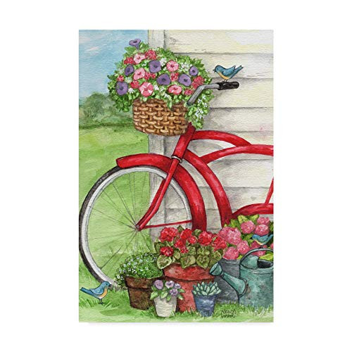 Trademark Fine Art Bike with Birds and Flowers Flag by Melinda Hipsher  16x24-Inch