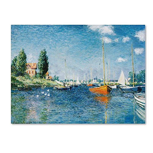 Red Boats at Argenteuil by Claude Monet  18x24-Inch Canvas Wall Art