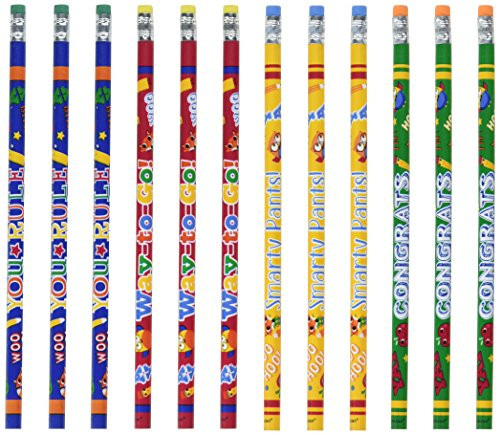 Grad No. 2 Lead Pencils in Assorted Colors Graduation Party Favour, Prize or Giveaway, 7", Pack of 12.