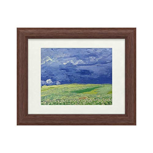 Trademark Fine Art Wheatfields Under Thnderclouds by Vincent Van Gogh  White Matte  Wood Frame 11x14  Multi-Color Trademark Fine Art Wheatfields Under Thnderclouds by Vincent Van Gogh  White Matte  Wood Frame 11x14  Multi-Color