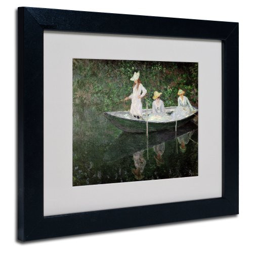 The Boat at Giverny by Claude Monet Canvas Wall Artwork  Black Frame  11 by 14-Inch