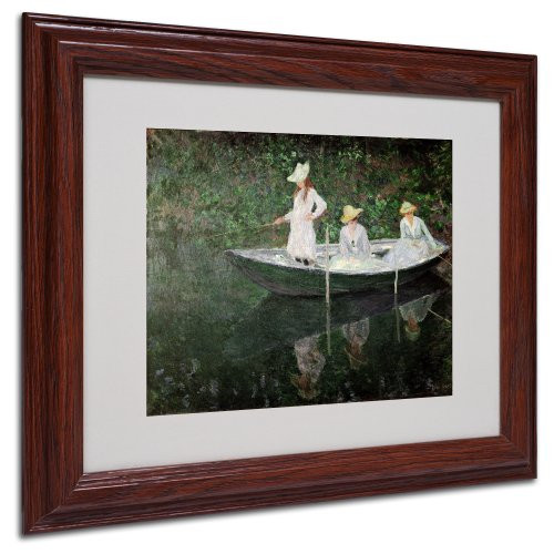 The Boat at Giverny by Claude Monet Canvas Wall Artwork  Wood Frame  11 by 14-Inch