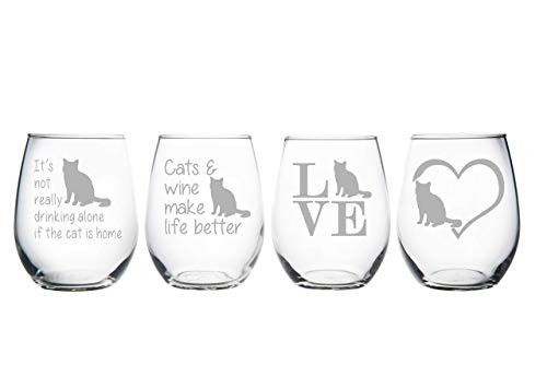 C M Cat stemless wine glass -set of 4-