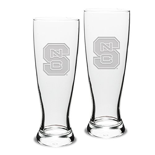 University Glass NCAA North Carolina State Wolfpack Adult Set of 2 - 23 oz University Pilsners Deep Etch Engraved  One Size  Clear