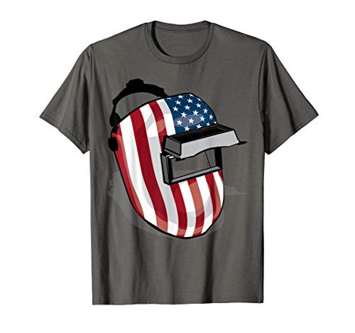 American Flag Welding Helmet Shape Shirt - Cute Welder Gift